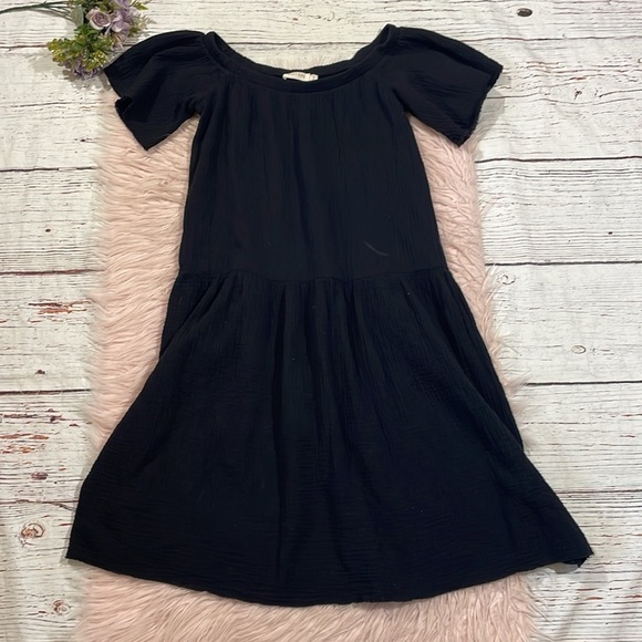 Nation LTD Mariel Off the Shoulder Gauze Cotton Midi Dress in Black - Picture 2 of 10